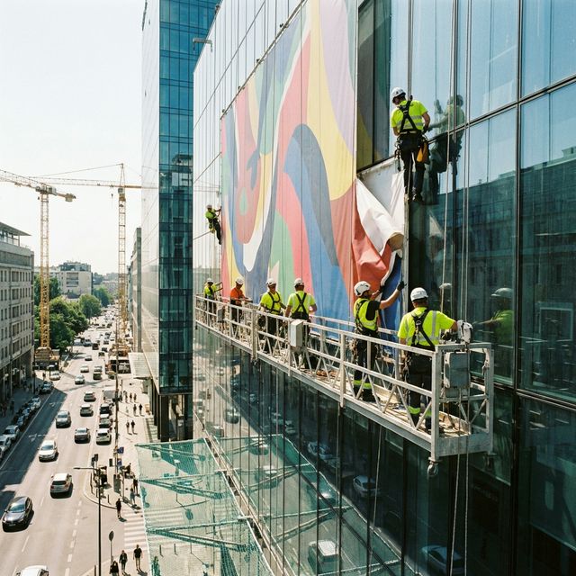 Bina cephesine dev branda afiş uygulama sonucu