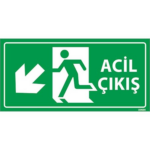 Acil Çıkış Levhası Sol Çapraz Aşağı Yön
