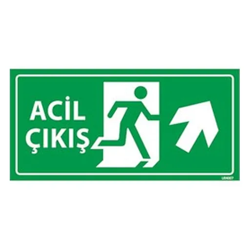 Acil Çıkış Levhası Sağ Çapraz Yukarı Yön — İŞ GÜVENLİĞİ