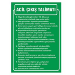 Acil Çıkış Talimatı Uyarı Levhası