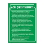 Acil Çıkış Talimatı Uyarı Levhası — İŞ GÜVENLİĞİ