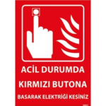 Acil Durumda Butona Basınız Uyarı Levhası