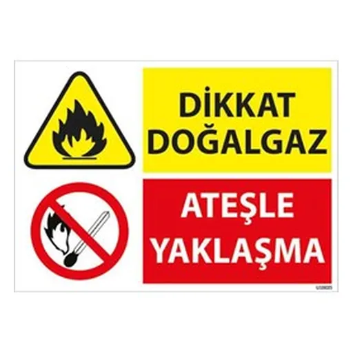 Dikkat Doğalgaz Tip 3 Uyarı Levhası — İŞ GÜVENLİĞİ