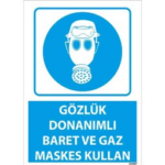 Gözlük Donanımlı Baret ve Gaz Maskesi Kullan Uyarı
