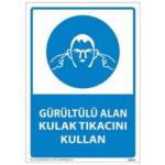 Gürültülü Alan Kulak Tıkacını Kullan Uyarı Levhası