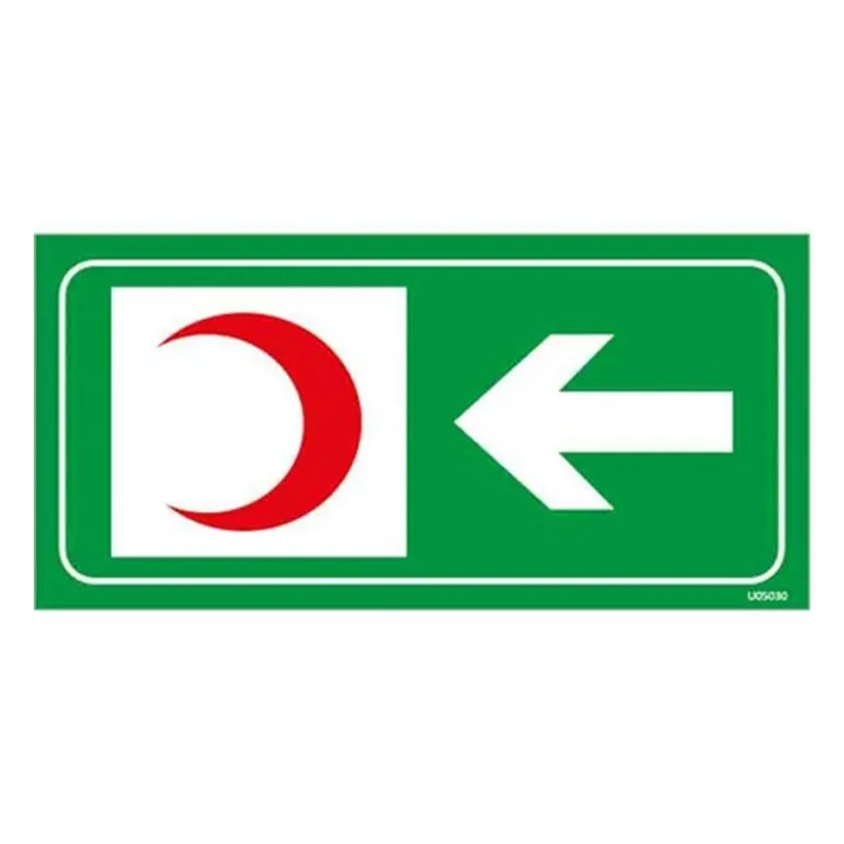 İlk Yardım Dolabı Sol Ok Uyarı Levhası — İŞ GÜVENLİĞİ