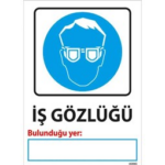 İş Gözlüğü Bulunduğu Yer Uyarı Levhası