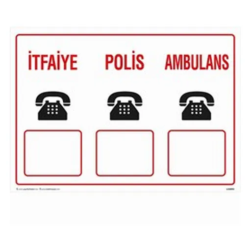 İtfaiye Polis Ambulans Uyarı Levhası — İŞ GÜVENLİĞİ