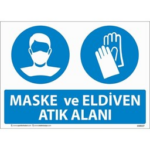 Maske ve Eldiven Atık Alanı Uyarı Levhası U10117