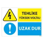 Tehlike Yüksek Voltaj Uyarı Levhası — İŞ GÜVENLİĞİ