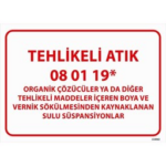 Tehlikeli Atık Uyarı Levhası Sulu Süspansiyonlar