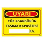 Yük Asansörü Taşıma Kapasitesi Uyarı Levhası — İŞ GÜVENLİĞİ