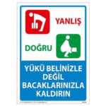 Yükü Bel İle Değil Uyarı Levhası
