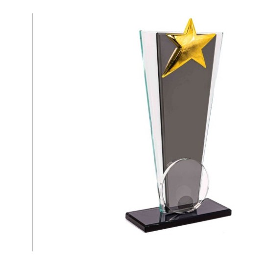 Kristal Plaket - Yıldızlı ve Siyah Detaylı - K-255 Kristal Plaket - Yıldızlı ve Siyah Detaylı - K-255 - Görsel 1